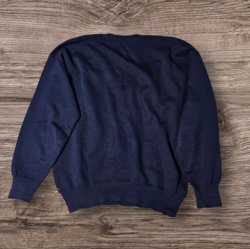 VTG/90s Tricots St Raphael 100% Pure Merino Wool Pullover M Sweater Argyle *Flaw - Picture 2 of 11